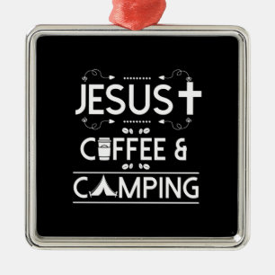 Ornamento De Metal Jesus Café E Acampamento