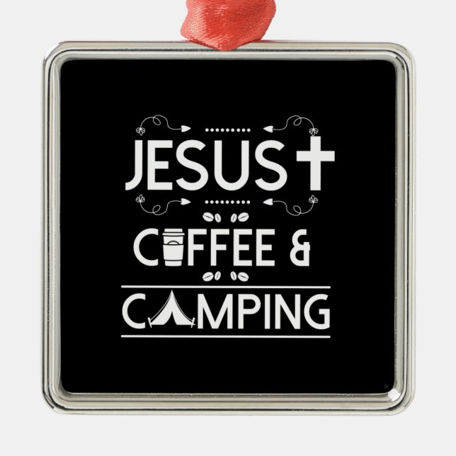 Ornamento De Metal Jesus Café E Acampamento (Frente)