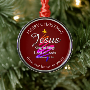 Ornamento De Metal JESUS KING OF KINGS Custom Burgundy NATAL