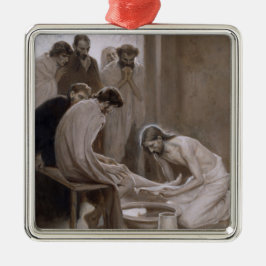 Ornamento De Metal Jesus Lavando os Pés de Seus Discípulos