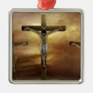 ORNAMENTO DE METAL JESUS NA CRUZ