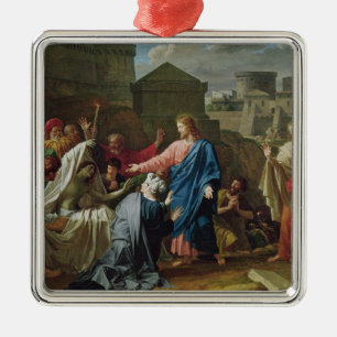 Ornamento De Metal Jesus que Resurrecting o filho da viúva de Naim