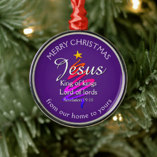 Ornamento De Metal JESUS REI DE KINGS Púrpura Personalizada NATAL