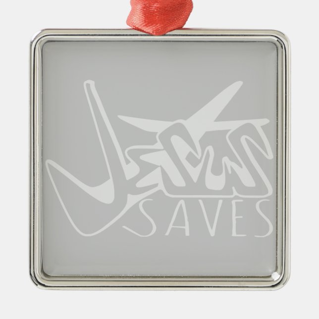 ORNAMENTO DE METAL JESUS SALVA GRAFITE (Frente)