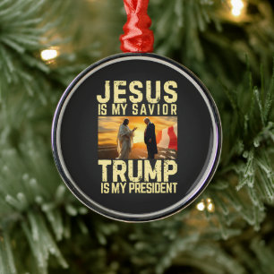 Ornamento De Metal Jesus Trump - Jesus É Meu Senhor Salvador