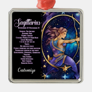 Ornamento De Metal Jewel Galaxy personalizado Zodiac Sagittarius
