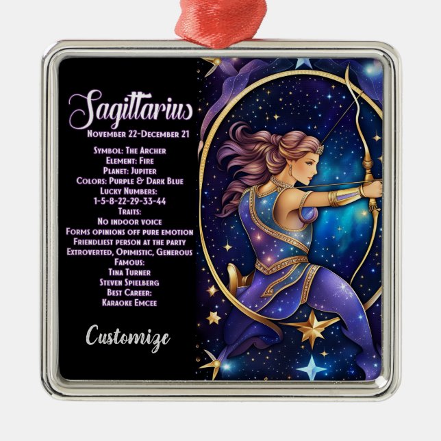Ornamento De Metal Jewel Galaxy personalizado Zodiac Sagittarius (Frente)