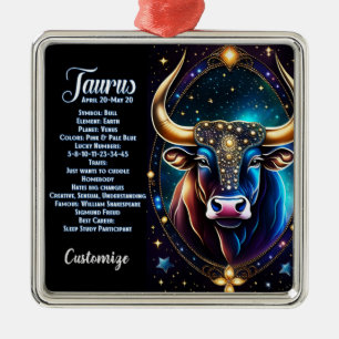 Ornamento De Metal Jewel Galaxy Zodiac Taurus personalizado
