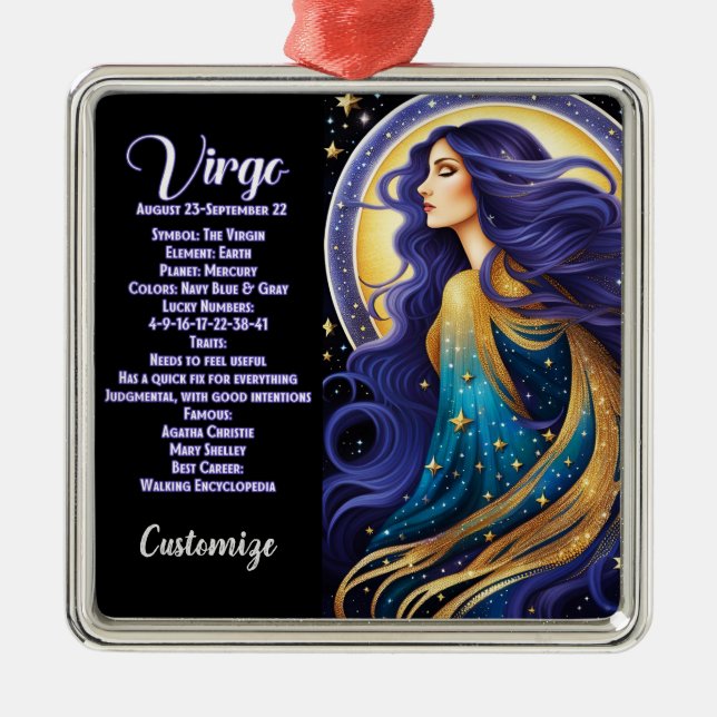 Ornamento De Metal Jewel Galaxy Zodiac Virgo Personalizado (Frente)