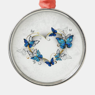 Ornamento De Metal Jewelry Heart with Butterflies Morpho