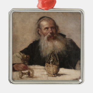 Ornamento De Metal Jewish Man Bebendo Wine (por Olga Boznanska)