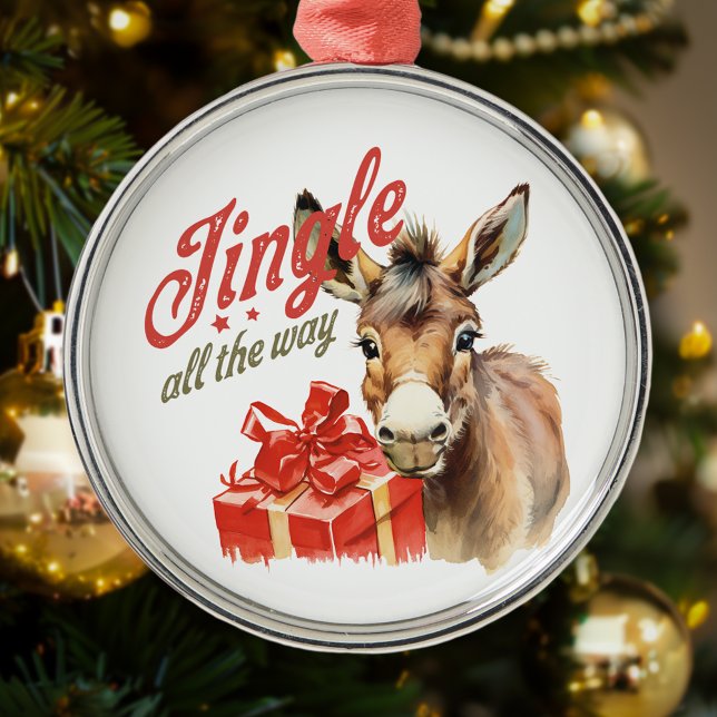 Ornamento De Metal Jingle All Way Fazenda de Natal Donkey (Criador carregado)