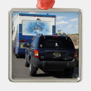 Ornamento De Metal Jipe azul do clássico rv Motorhome do passeio na