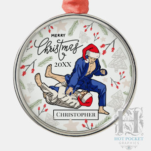 Ornamento De Metal Jiu Jitsu BJJ Personalizado Natal Personalizado