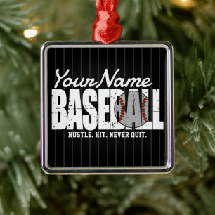 Ornamento De Metal Jogador da Equipe Pinstripe do ADD do Baseball Ret