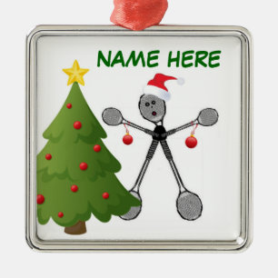 Ornamento De Metal Jogador de Badminton de Natal