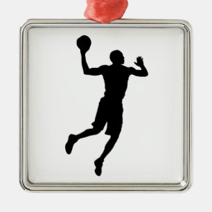 Ornamento De Metal Jogador de basquete de pop Art Silhouket
