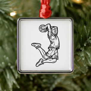 Ornamento De Metal Jogador de Basquete Fazendo Design Escuro de Slam 