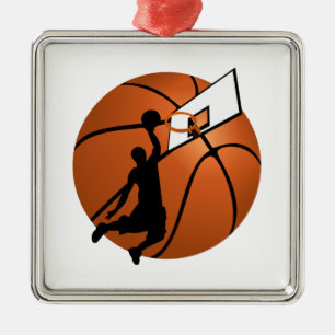Ornamento De Metal Jogador de Basquete Slam Dunk com Hoop na Bola
