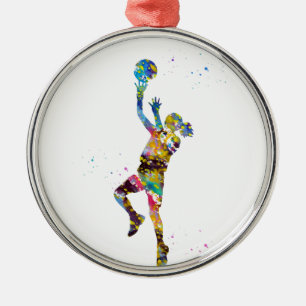 Ornamento De Metal Jogador de basquetebol da menina