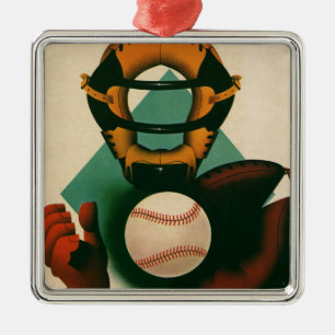 Ornamento De Metal Jogador de beisebol esportivo vintage, receptor co