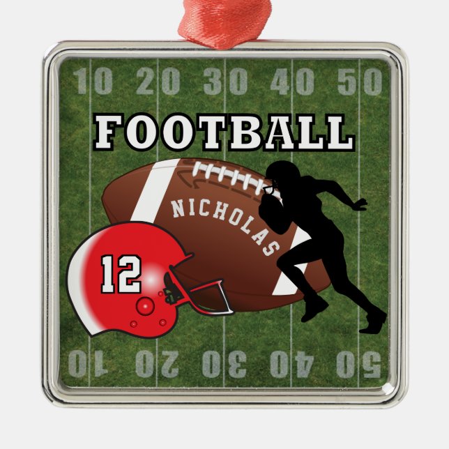 Ornamento De Metal Jogador de futebol 🏈 capacete vermelho (Frente)