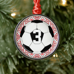 Ornamento De Metal Jogador de futebol no Natal de Jersey
