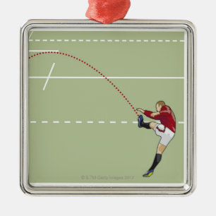 Ornamento De Metal Jogador do rugby que retrocede a bola no toque,