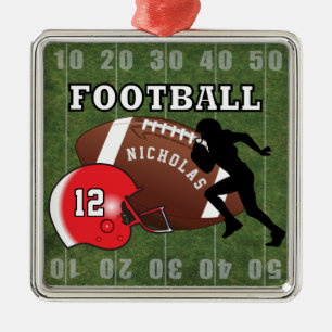 Ornamento De Metal Jogador 🏈 Futebol e Capacete Vermelho