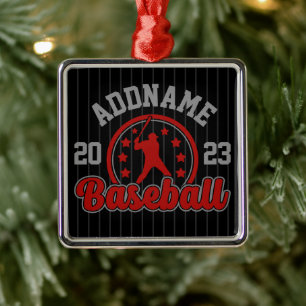 Ornamento De Metal Jogo Jogador da Equipe Baseball de NOME Personaliz