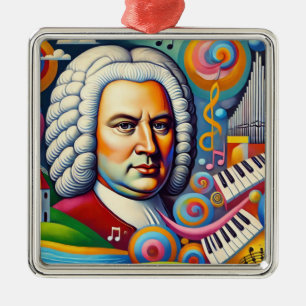 Ornamento De Metal Johann Sebastian Bach Portrait