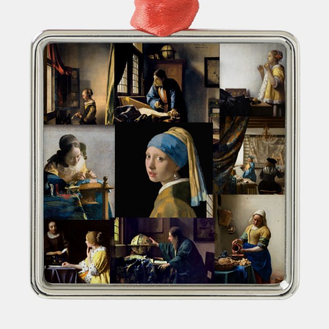 Ornamento De Metal Johannes Vermeer - Patchwork de obras-primas (Frente)
