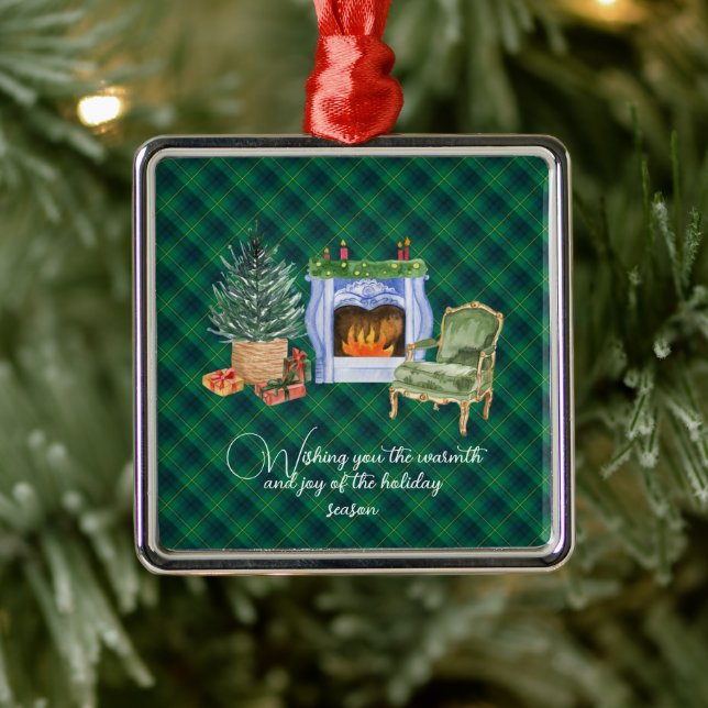 Ornamento De Metal Johnstone Antigo Tartan Escocês Original (Árvore)