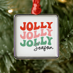 Ornamento De Metal Jolly Jolly Jolly Season Retro Holiday Typografia