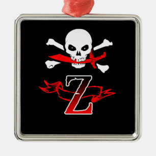 Ornamento De Metal Jolly Roger Z Monograma Inicial