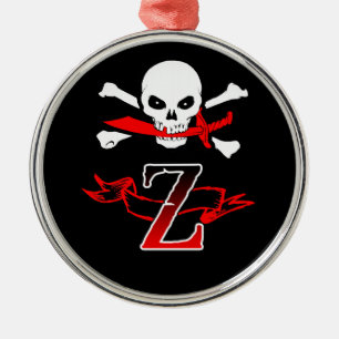 Ornamento De Metal Jolly Roger Z Monograma Inicial