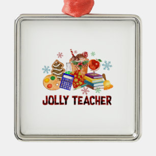 Ornamento De Metal Jolly Teacher