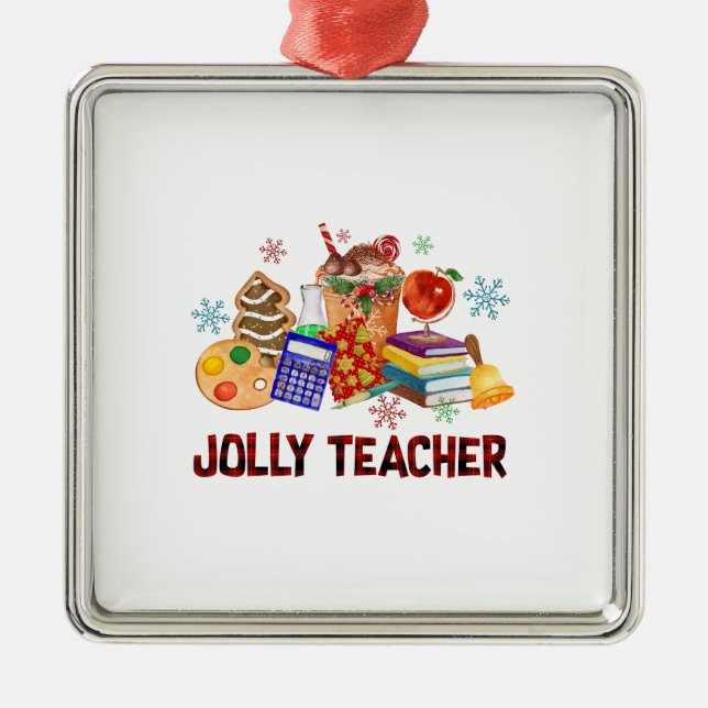 Ornamento De Metal Jolly Teacher (Frente)