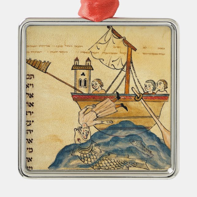 Ornamento De Metal Jonah comido pela baleia (Frente)