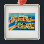 Ornamento De Metal Jones Beach New York NY Viagens vintage Souvenir<br><div class="desc">Jones Beach,  Nova York NY

Uma imagem de cartão postal nostálgica de lembrança viagens vintage,  um autêntico design. Saudações da Companhia Americana de Viagens Virtuais de Travelog!</div>
