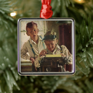 Ornamento De Metal Jornalistas do Vintage Children Boy Jornalistas, E