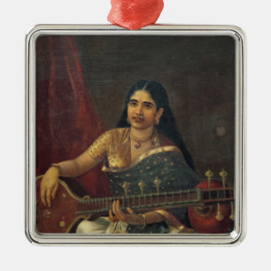 Ornamento De Metal Jovem mulher com um Veena