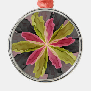 Ornamento De Metal Joy, verde rosa, Antracite Fantasia Flor Fractal