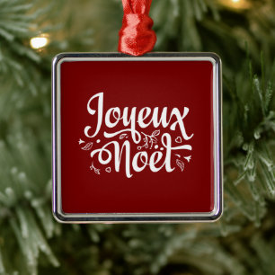 Ornamento De Metal Joyeux Noel Red