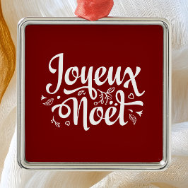 Ornamento De Metal Joyeux Noel Red