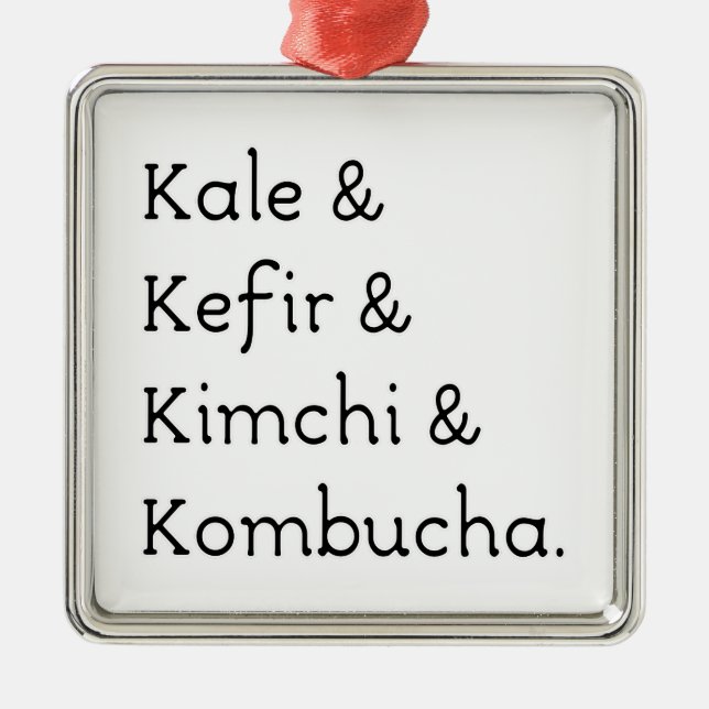 Ornamento De Metal Kale Kefir Kimchi Kombucha (Frente)