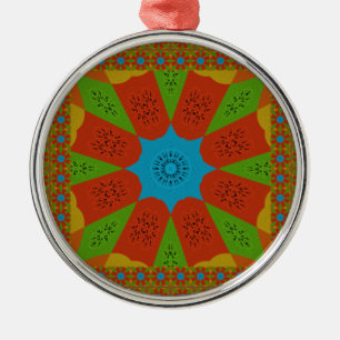 Ornamento De Metal Kaleidoscope Bloom Uma Vibrante Cor Impressão Afri