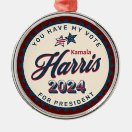 Ornamento De Metal Kamala Harris 2024 | Tem o meu voto