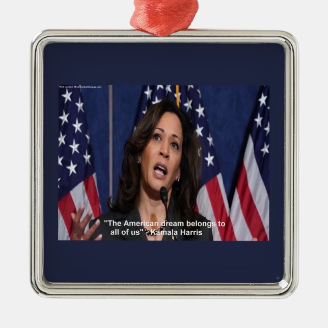 Ornamento De Metal Kamala Harris & American Dream Quote Ornament (Frente)