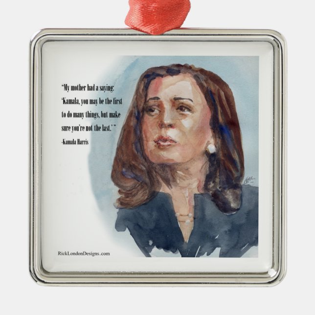 Ornamento De Metal Kamala Harris & Citação (Frente)